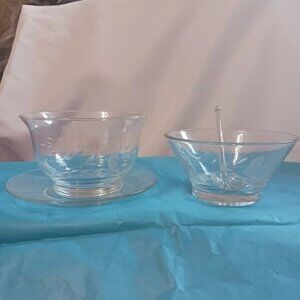 Princess house heritage  set of 4 bowls plate and ladle